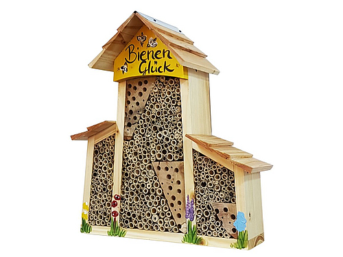 Vogelvilla Bienenhotel mit Anbau gross gelb